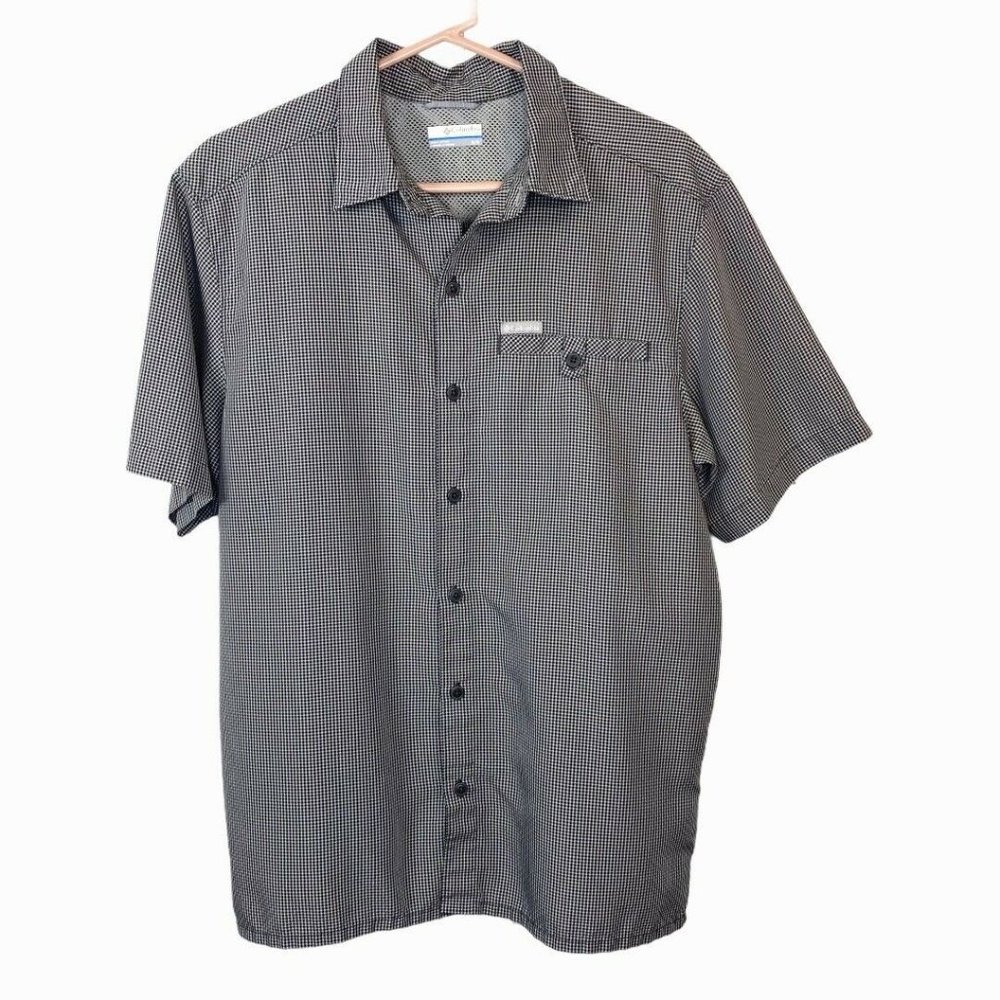 Columbia Declination Trail II Medium Short Sleeve Shirt Omni-Shade Gray Plaid - Picture 4 of 12